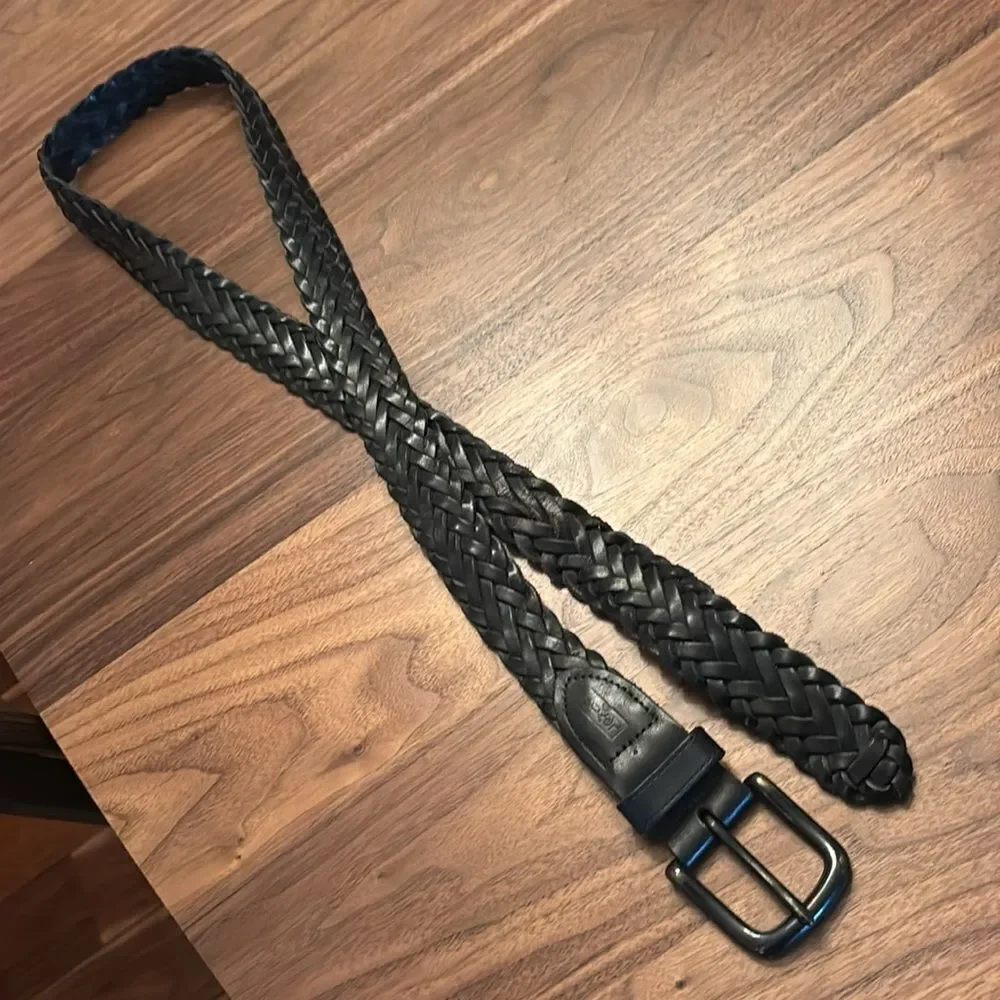 Levi's Men's Black Braided Leather Belt - Adjustable